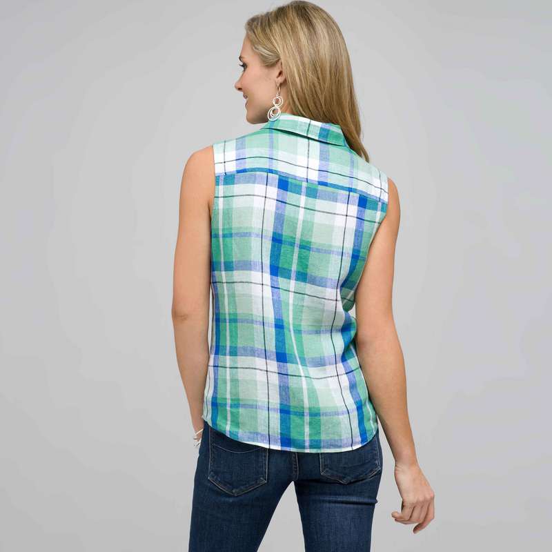 Sleeveless Button Down Shirt, Multi, large image number 1